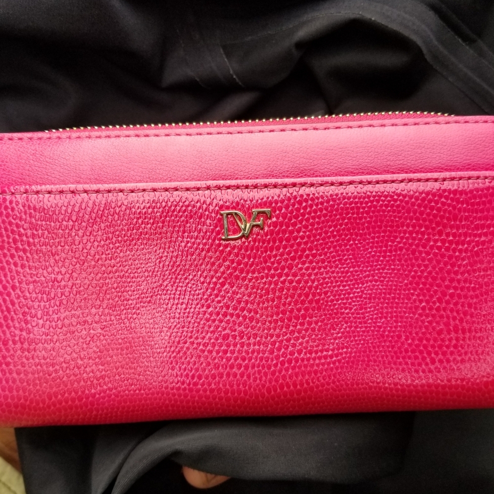 Diane Von Furstenburg Pink Leather Clutch Wallet